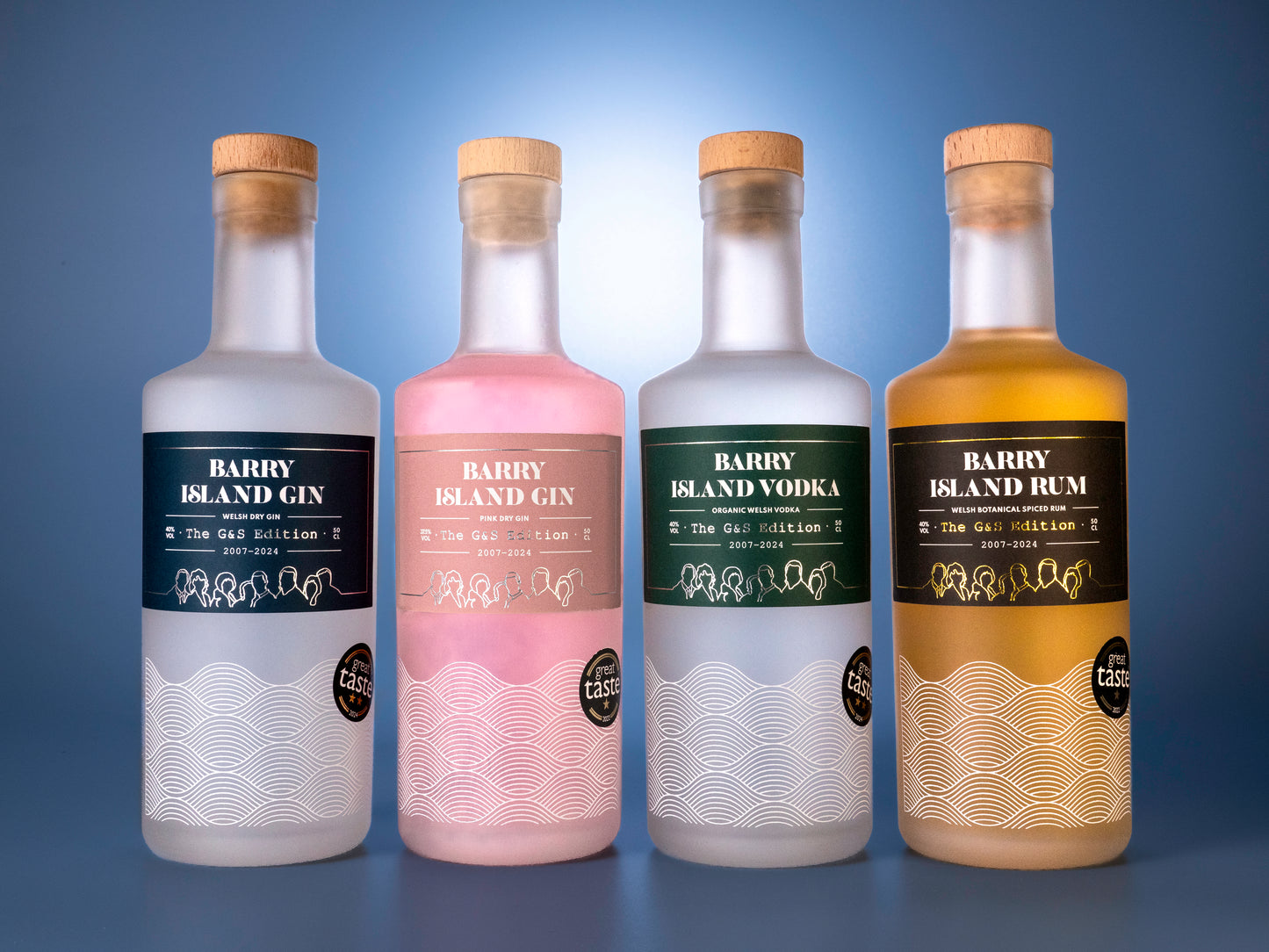 Gavin and Stacey inspired range of Barry Island gin, pink gin and vodka bottles